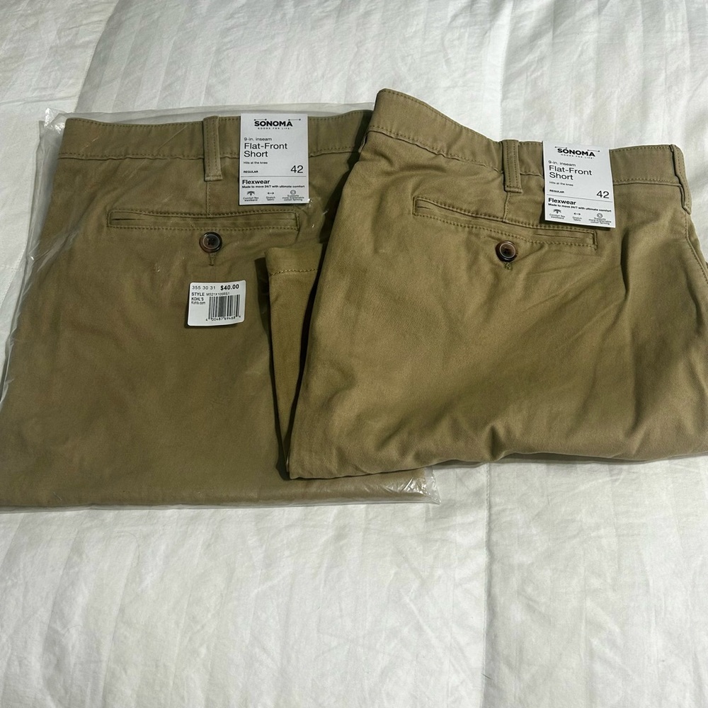 NEW 2 - Men's Sonoma Goods For Life 9” Inseam Flexwear Flat Front Shorts Size 42 - Picture 5 of 6